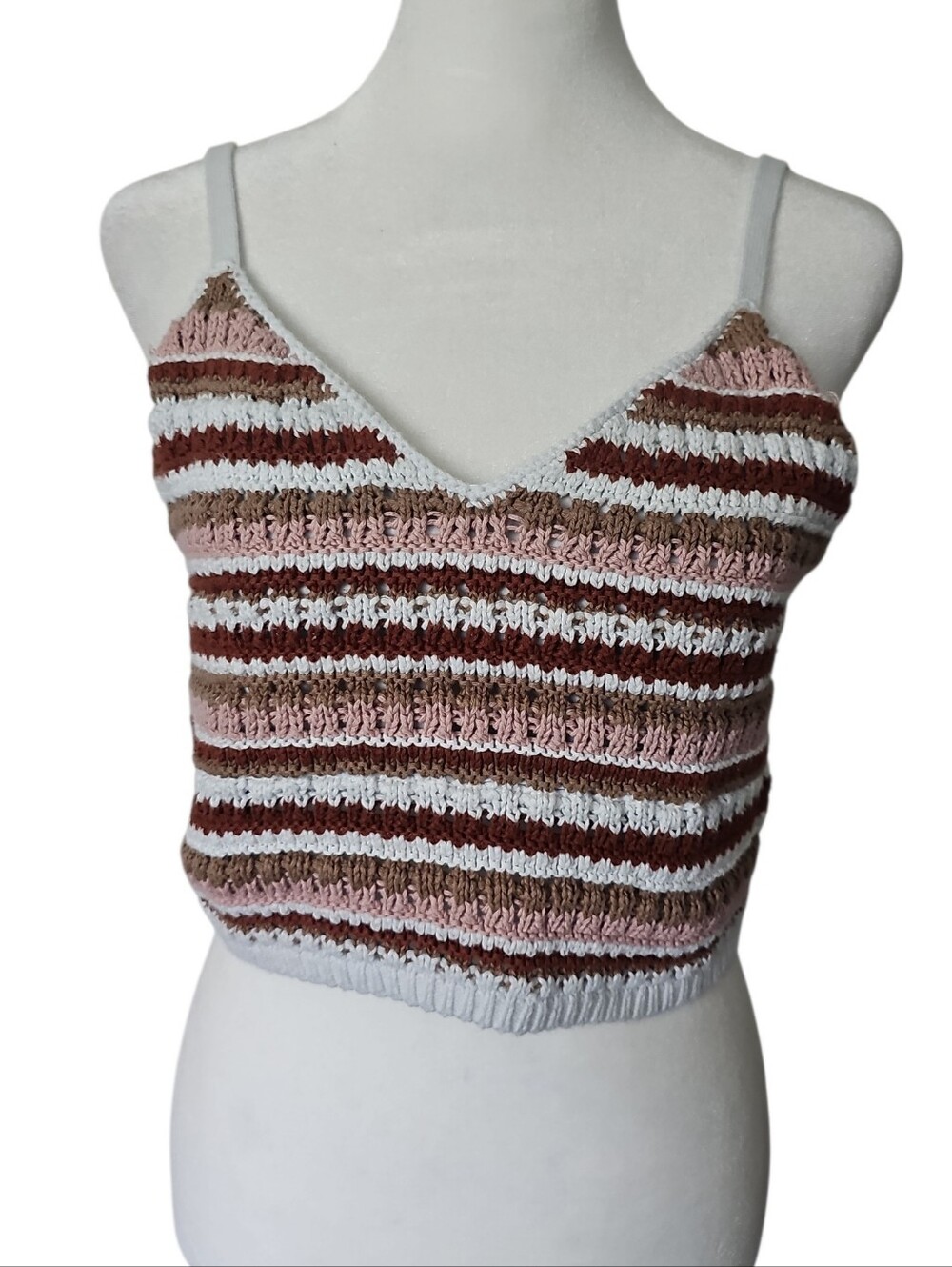 Hollister Multicolor Knit Crochet Crop Tank Top Medium